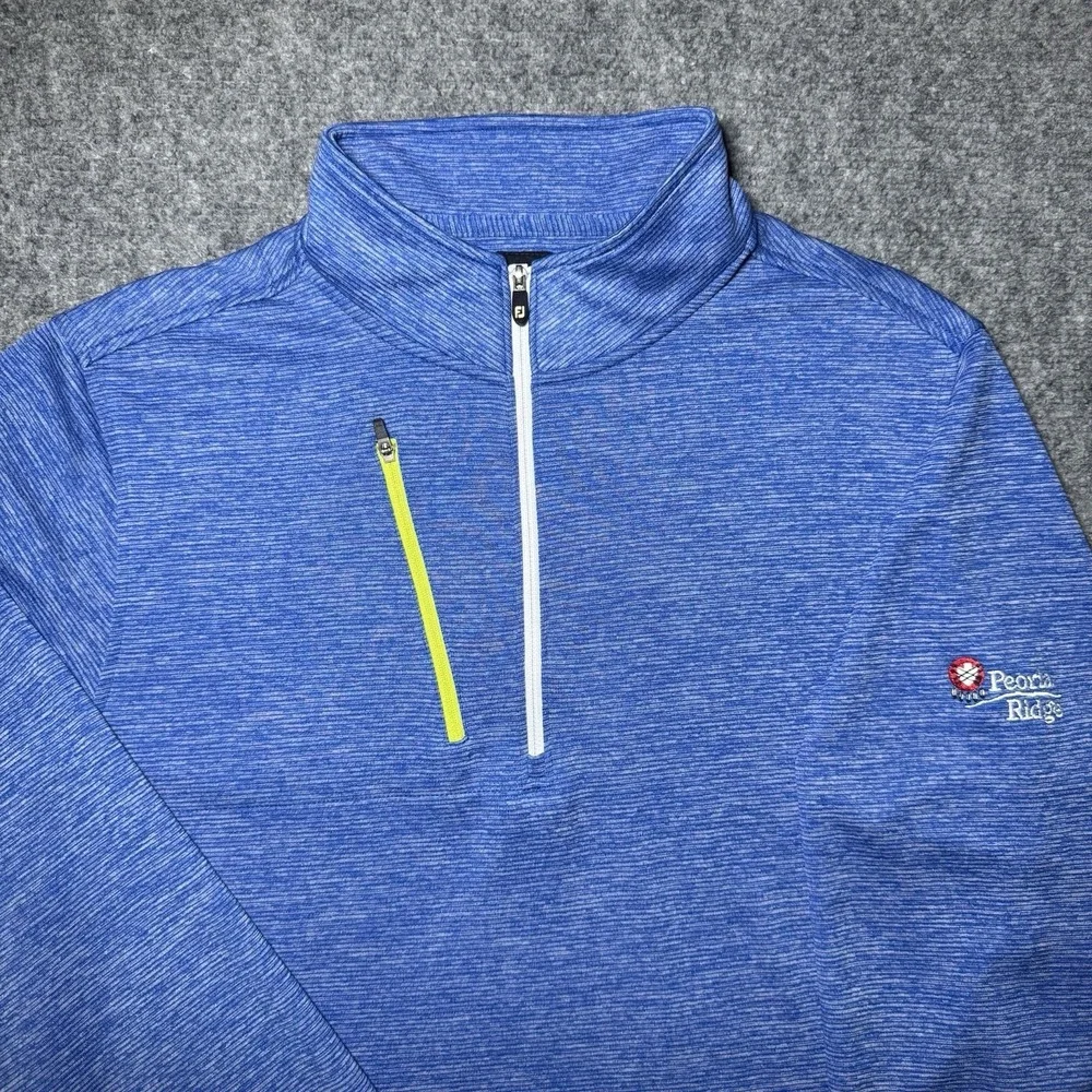 Foot Joy Pullover Quarter Zip Golf Performance Men Medium Sweater Heather Blue